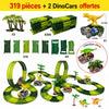 Circuit voiture dinosaure enfant 319 pièces avec 2 DinoCars offertes Ankylosaurus et Triceratops