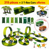 Circuit voiture dinosaure enfant 319 pièces avec 2 voitures T-Rex offertes