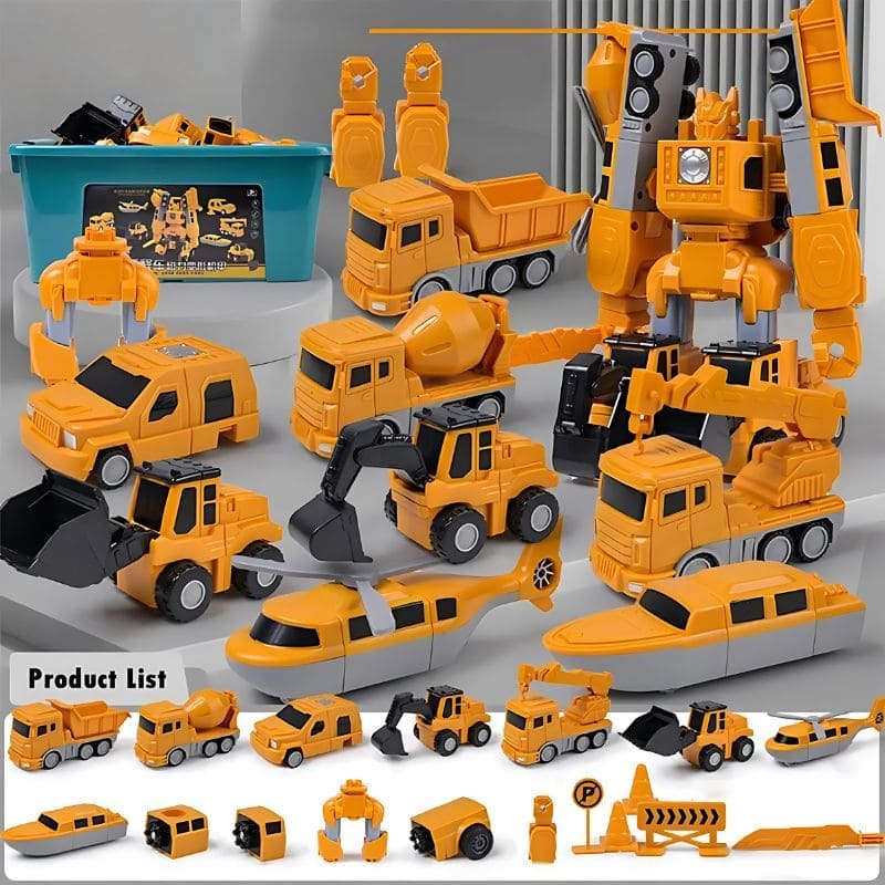 jeu construction transformable enfant véhicules chantier robot modulable complet 35 pcs
