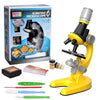 Kit microscope scientifique jaune avec sa boîte, ses flacons, lames et outils - EducaKid